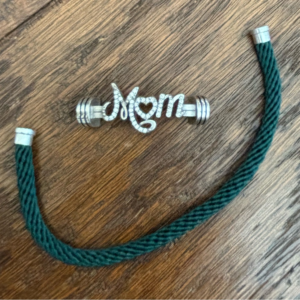 Silver MOM Rope Bracelet